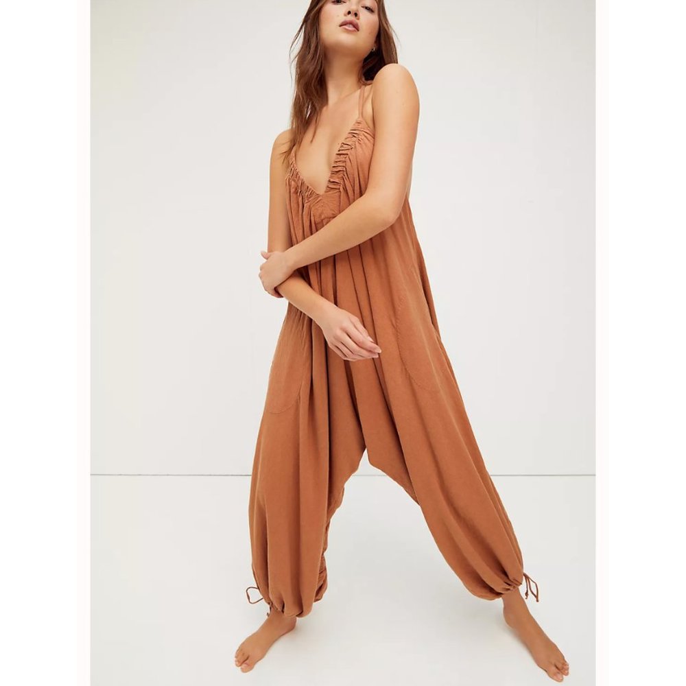Free People Always Fun Jumpsuit - Peach Bar